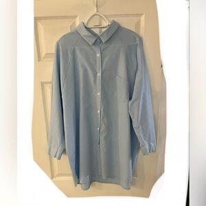 2/$20 - NWOT Sky Blue Loose Fitting Button Down Shirt - 3/4 Sleeve Length